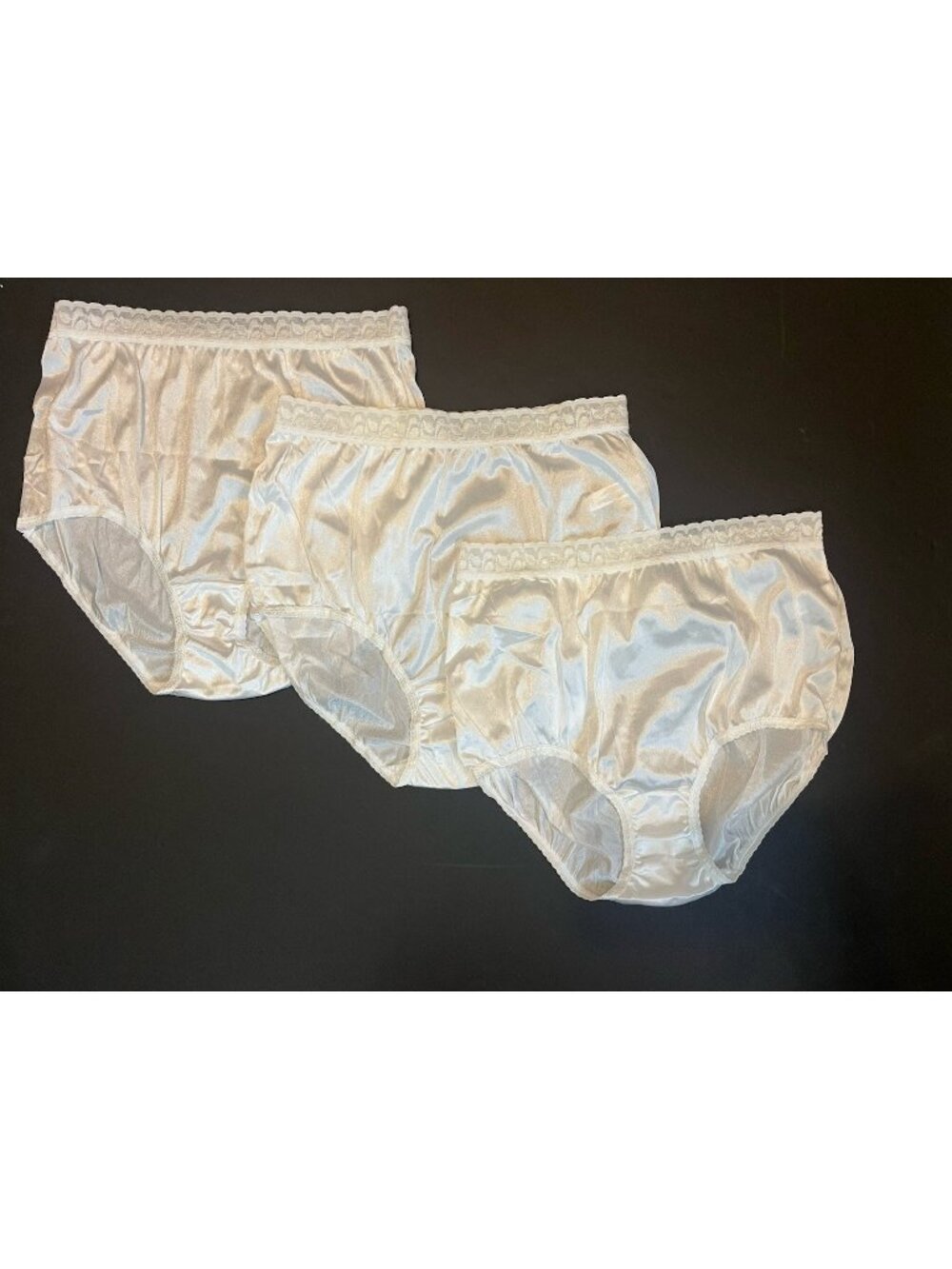 Vintage Women's 9 100% Nylon Briefs Panties Cotton Gusset White Lace Waistband